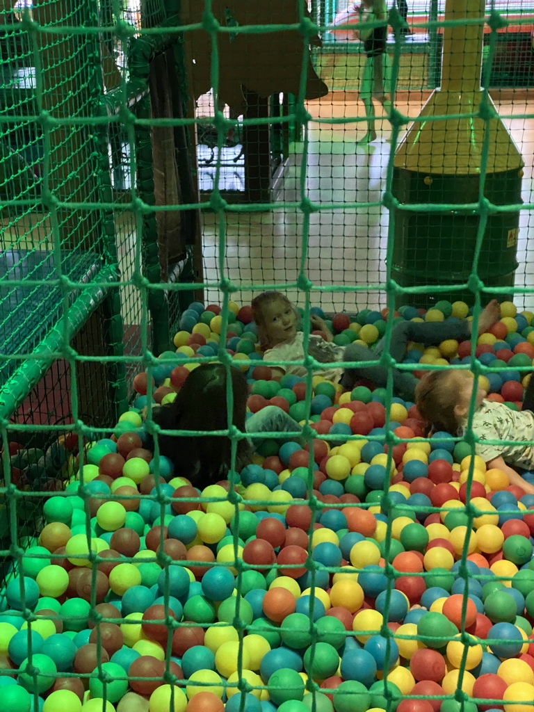 Max and his cousin in the ball pit at the indoor playground at the Landal Coldenhove holiday park