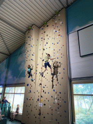 Climbing wall at the indoor playground at the Landal Coldenhove holiday park