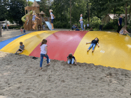 Max and his cousins on the trampoline at the main playground at the Landal Coldenhove holiday park