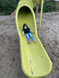 Max on a slide at the main playground at the Landal Coldenhove holiday park