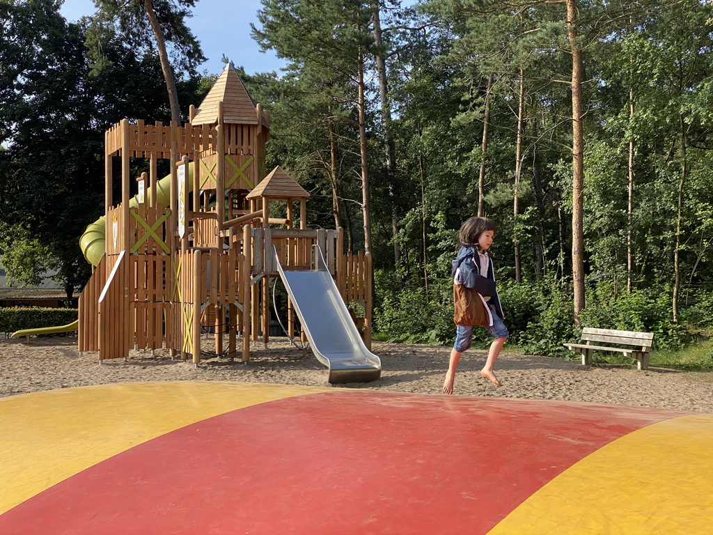 Max on the trampoline at the main playground at the Landal Coldenhove holiday park