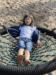 Max on a swing at the main playground at the Landal Coldenhove holiday park