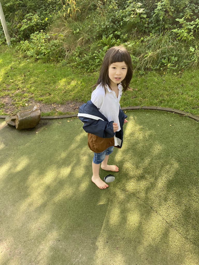 Max at the mini golf course at the Landal Coldenhove holiday park