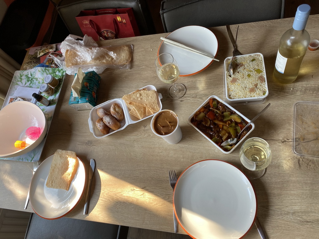 Dinner in the living room of our holiday home at the Landal Coldenhove holiday park