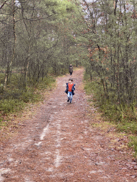 Miaomiao and Max on a path at the forest at the Landgoed Boshul estate