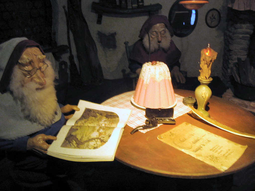 Two gnomes in a house at the Gnome Village at the Fairytale Forest at the Marerijk kingdom