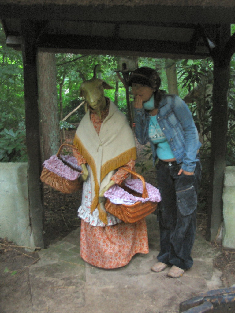 Miaomiao and Mother Goat at the Wolf and the Seven Kids attraction at the Fairytale Forest at the Marerijk kingdom