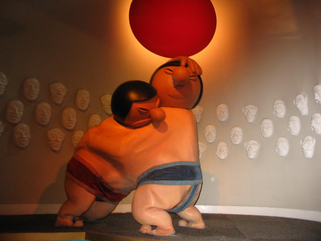 Sumo wrestlers at the Japanese scene at the Carnaval Festival attraction at the Reizenrijk kingdom