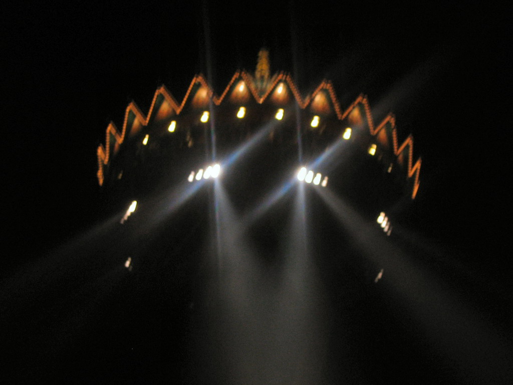 The Pagode attraction at the Reizenrijk kingdom, by night