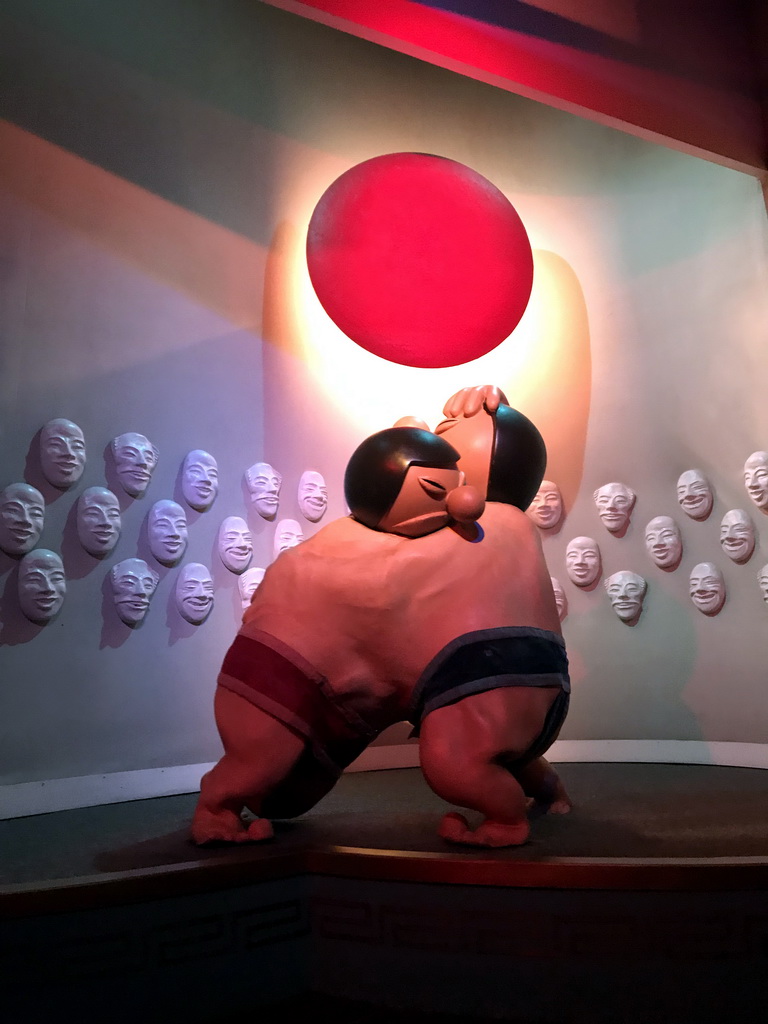Sumo wrestlers at the Japanese scene at the Carnaval Festival attraction at the Reizenrijk kingdom