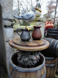 Cat and bird at the Pinocchio attraction at the Fairytale Forest at the Marerijk kingdom, during the Winter Efteling