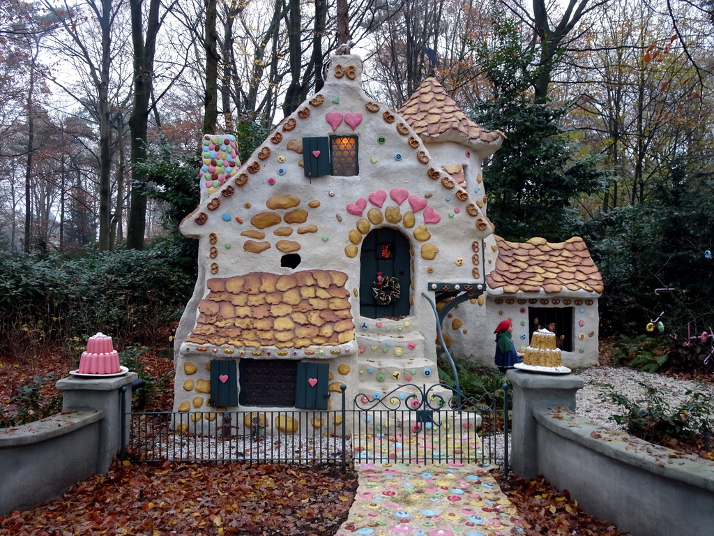 The Hansel and Gretel attraction at the Fairytale Forest at the Marerijk kingdom, during the Winter Efteling