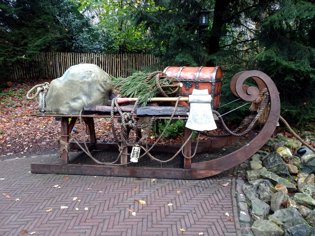 Sleigh at the Tom Thumb attraction at the Fairytale Forest at the Marerijk kingdom, during the Winter Efteling