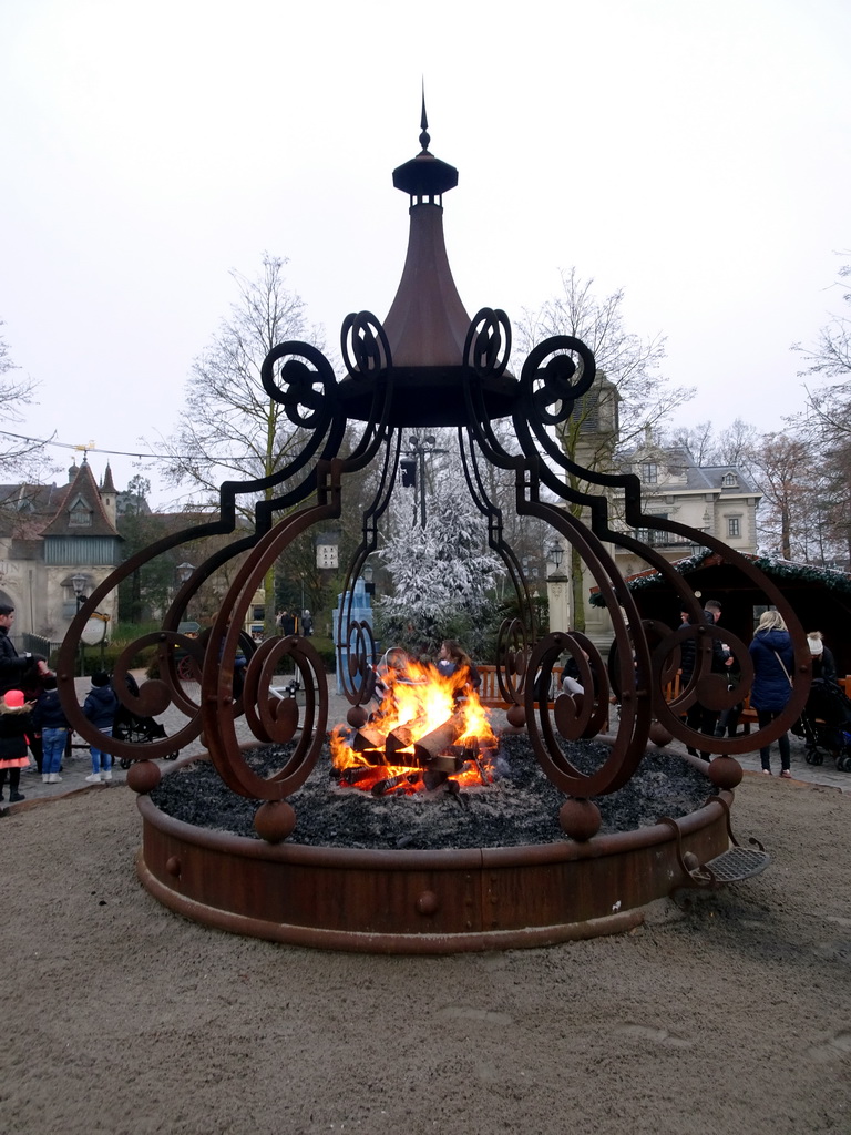 Bonfire at the Ton van de Ven Square at the Marerijk kingdom, during the Winter Efteling