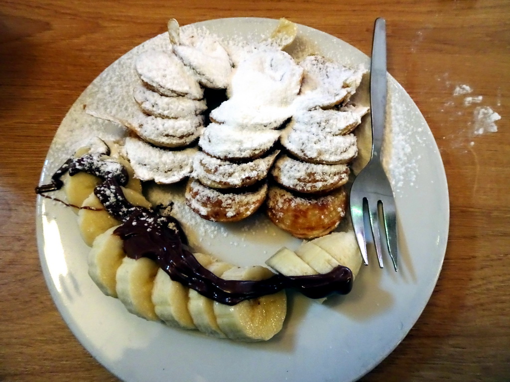 Poffertjes at the `t Poffertje restaurant at the Anton Pieck Plein square at the Marerijk kingdom