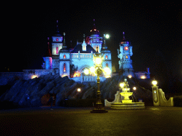 Front of the Symbolica attraction at the Fantasierijk kingdom, during the Winter Efteling, by night