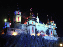 Front of the Symbolica attraction at the Fantasierijk kingdom, during the Winter Efteling, by night