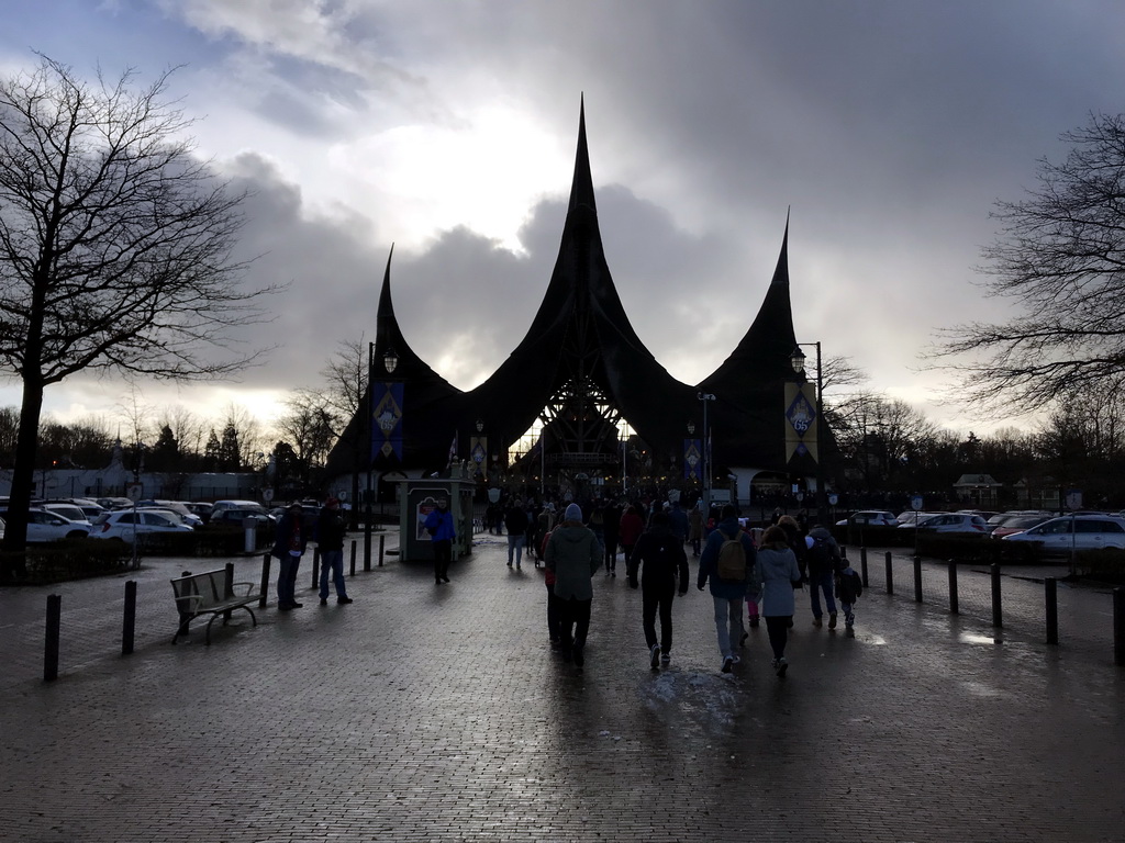 The House of the Five Senses, the entrance to the Efteling theme park, during the Winter Efteling