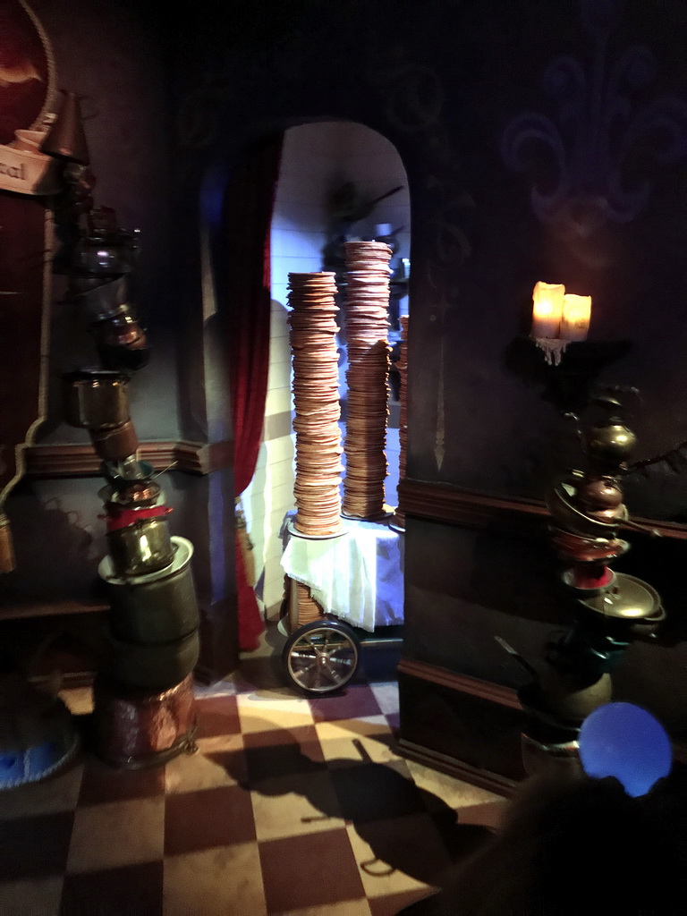 Pile of pancakes at the Provision Passage in the Symbolica attraction at the Fantasierijk kingdom, during the Winter Efteling