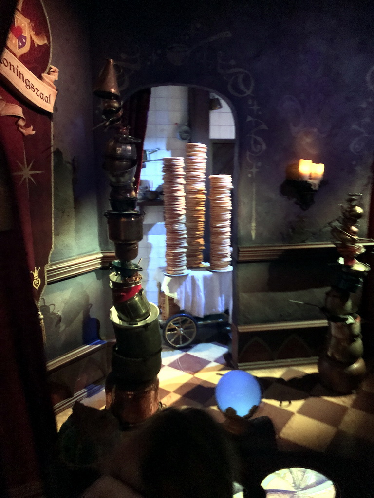 Pile of pancakes at the Provision Passage in the Symbolica attraction at the Fantasierijk kingdom, during the Winter Efteling