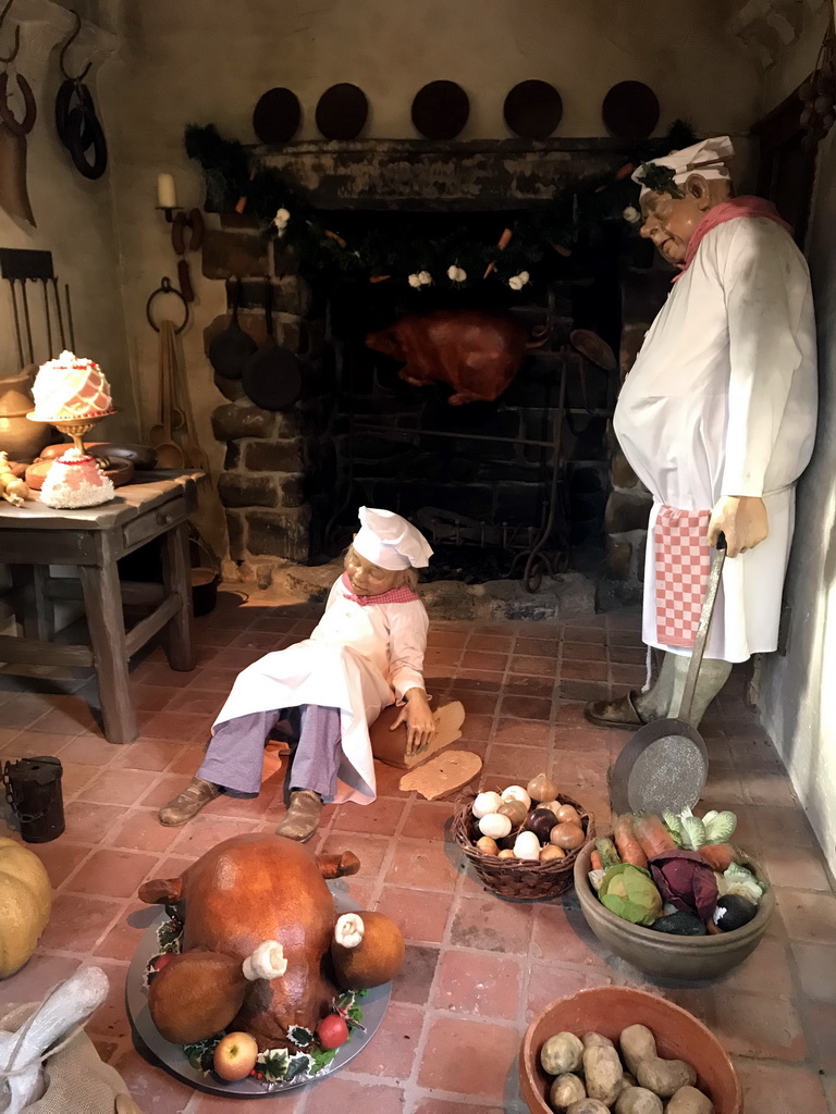 The kitchen at the Sleeping Beauty attraction at the Fairytale Forest at the Marerijk kingdom, during the Winter Efteling