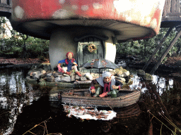 Fishing gnomes at the Gnome Village attraction at the Fairytale Forest at the Marerijk kingdom, during the Winter Efteling