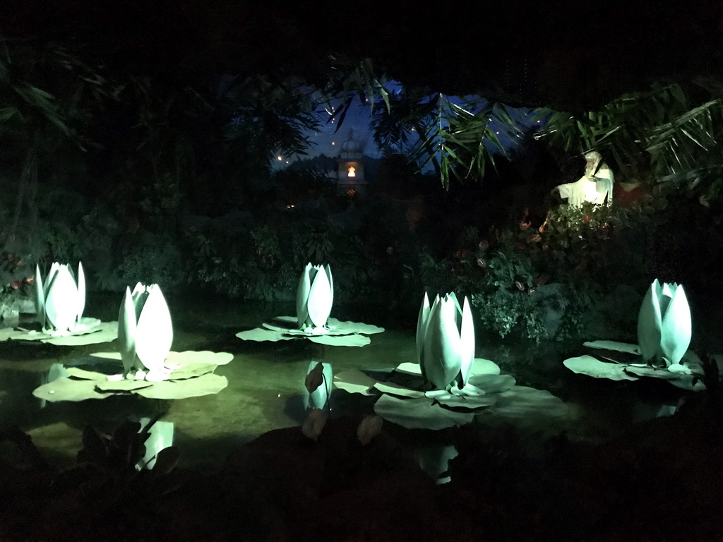 Interior of the Indian Water Lilies attraction at the Fairytale Forest at the Marerijk kingdom, during the Winter Efteling