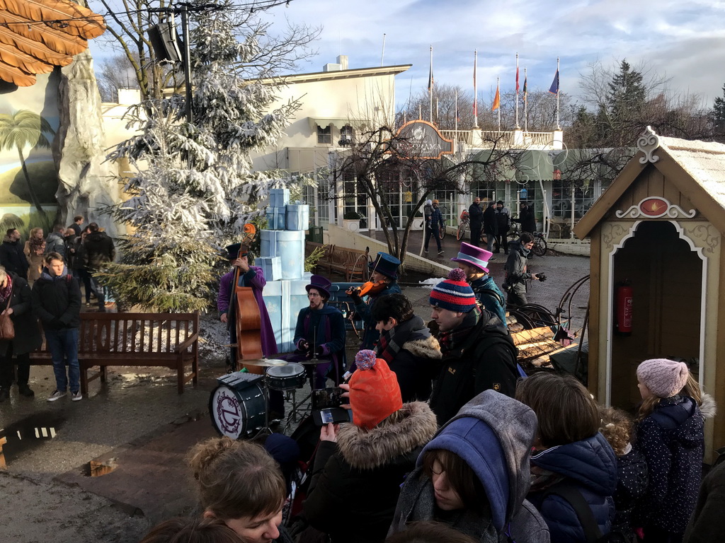 The Efteling Musicians at the Carnaval Festival Square at the Reizenrijk kingdom, during the Winter Efteling