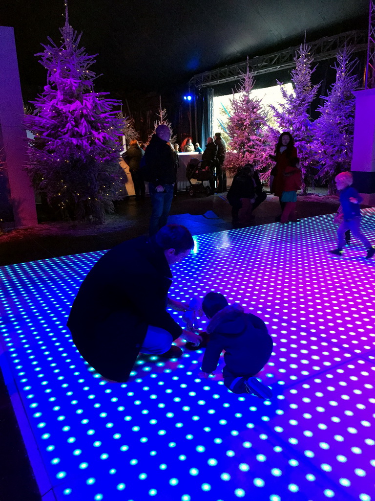 Tim and Max on the dance floor at the IJspaleis attraction at the Reizenrijk kingdom, during the Winter Efteling