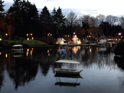 The Gondoletta attraction and the cross-country ski track `t Hijgend Hert at the Reizenrijk kingdom, during the Winter Efteling, at sunset