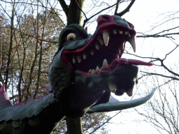Head of the Dragon at the Dragon attraction at the Fairytale Forest at the Marerijk kingdom, during the Winter Efteling