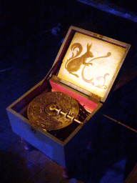 Music box in a house at the Gnome Village attraction at the Fairytale Forest at the Marerijk kingdom, during the Winter Efteling