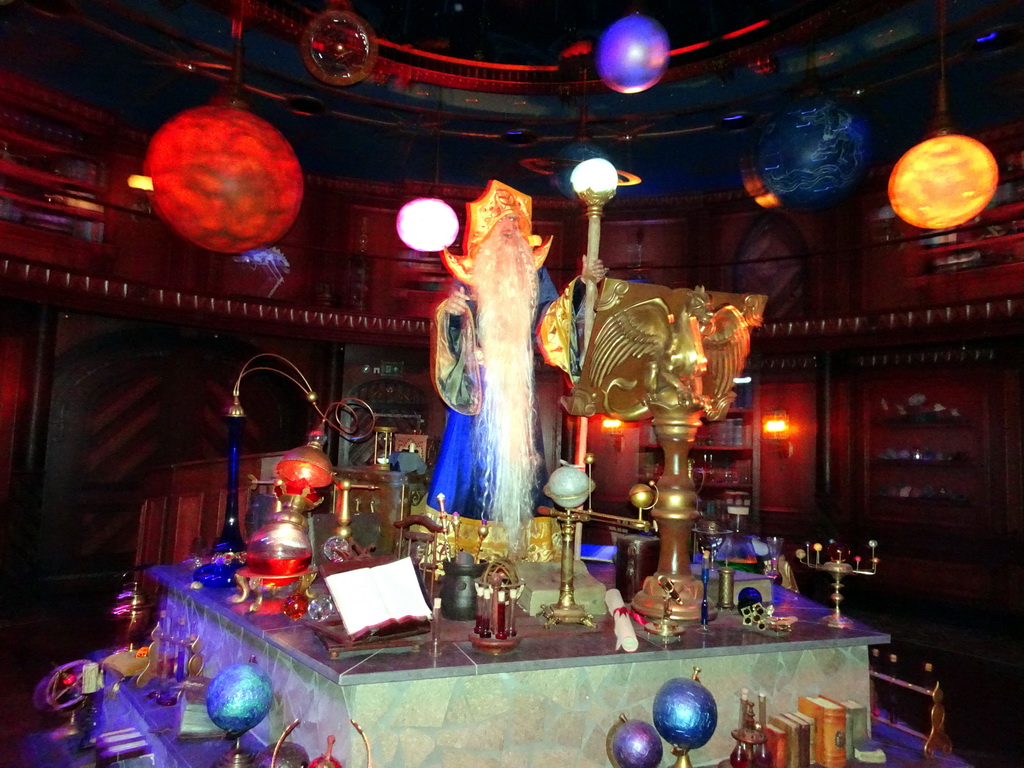 The Observatory with the wizard Almar in the Symbolica attraction at the Fantasierijk kingdom, during the Winter Efteling