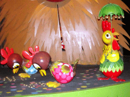 Chickens at the Dutch scene at the Carnaval Festival attraction at the Reizenrijk kingdom, during the Winter Efteling