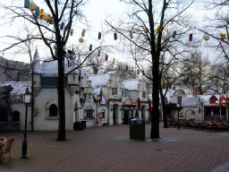 Restaurants at the east side of the Anton Pieck Plein Square at the Marerijk kingdom, during the Winter Efteling