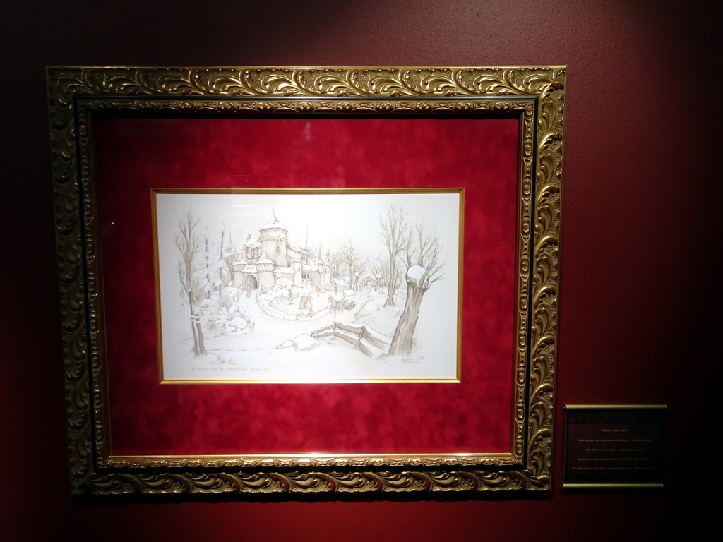 Drawing of the Little Match Girl attraction by Michel den Dulk, in the Efteling Museum at the Marerijk kingdom, during the Winter Efteling