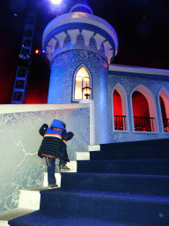 Max on the staircase at the IJspaleis attraction at the Reizenrijk kingdom, during the Winter Efteling