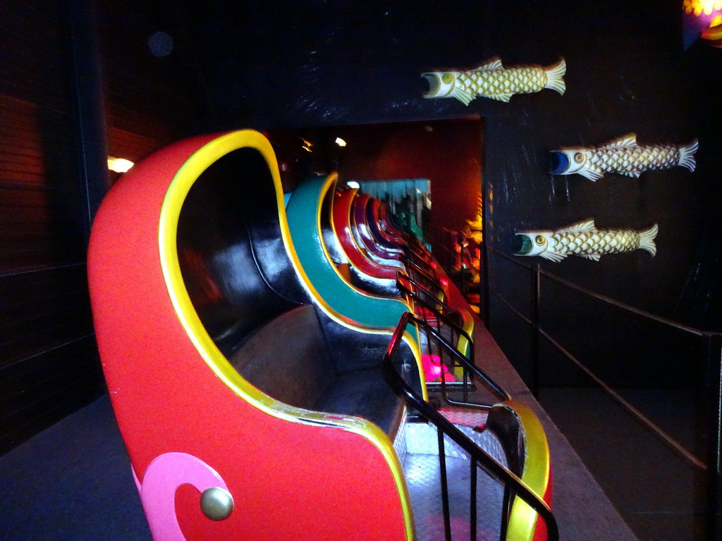 Cars at the Carnaval Festival attraction at the Reizenrijk kingdom, during the Winter Efteling