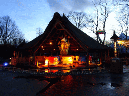 The Monsieur Cannibale attraction at the Reizenrijk kingdom, during the Winter Efteling, at sunset