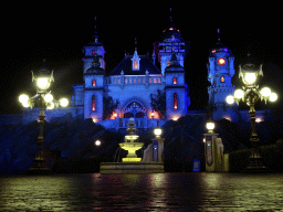 Front of the Symbolica attraction at the Fantasierijk kingdom, during the Winter Efteling, by night