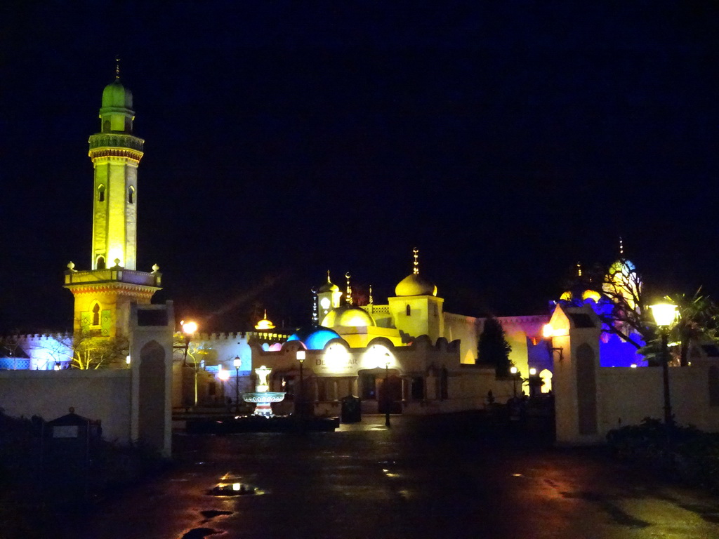 The Fata Morgana attraction at the Anderrijk kingdom, during the Winter Efteling, by night