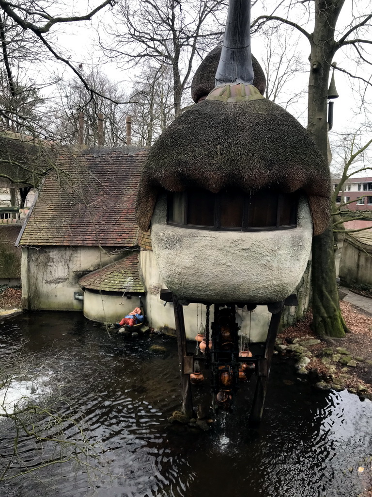 The Lal`s Brouwhuys building at the Laafland attraction at the Marerijk kingdom, viewed from the monorail