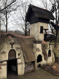 The Lariekoekhuys building at the Laafland attraction at the Marerijk kingdom, viewed from the monorail