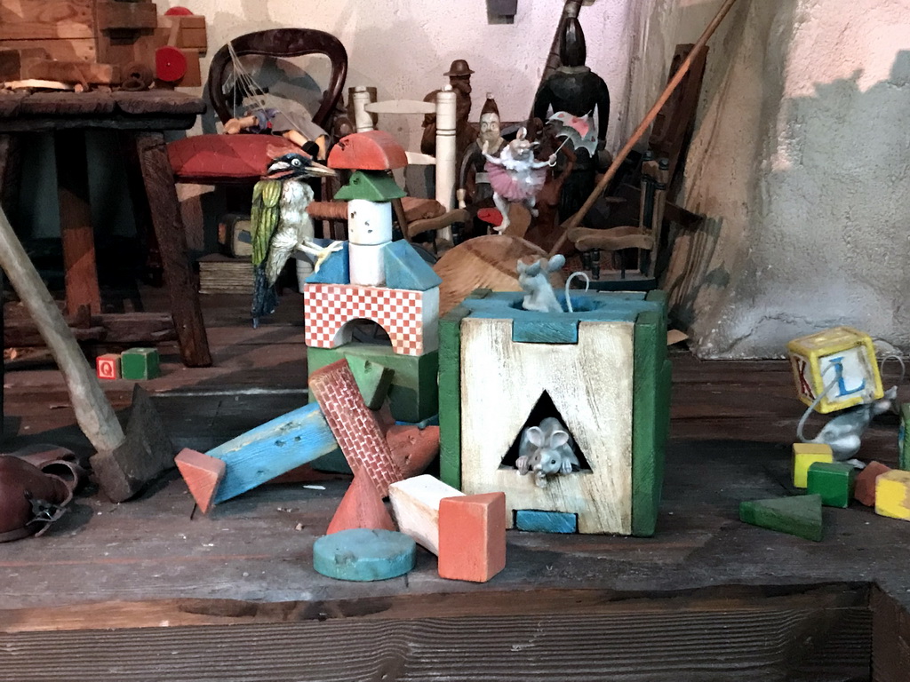 Interior of Geppetto`s House at the Pinocchio attraction at the Fairytale Forest at the Marerijk kingdom