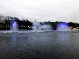 The Aquanura lake at the Fantasierijk kingdom and the Fata Morgana attraction at the Anderrijk kingdom, during the water show