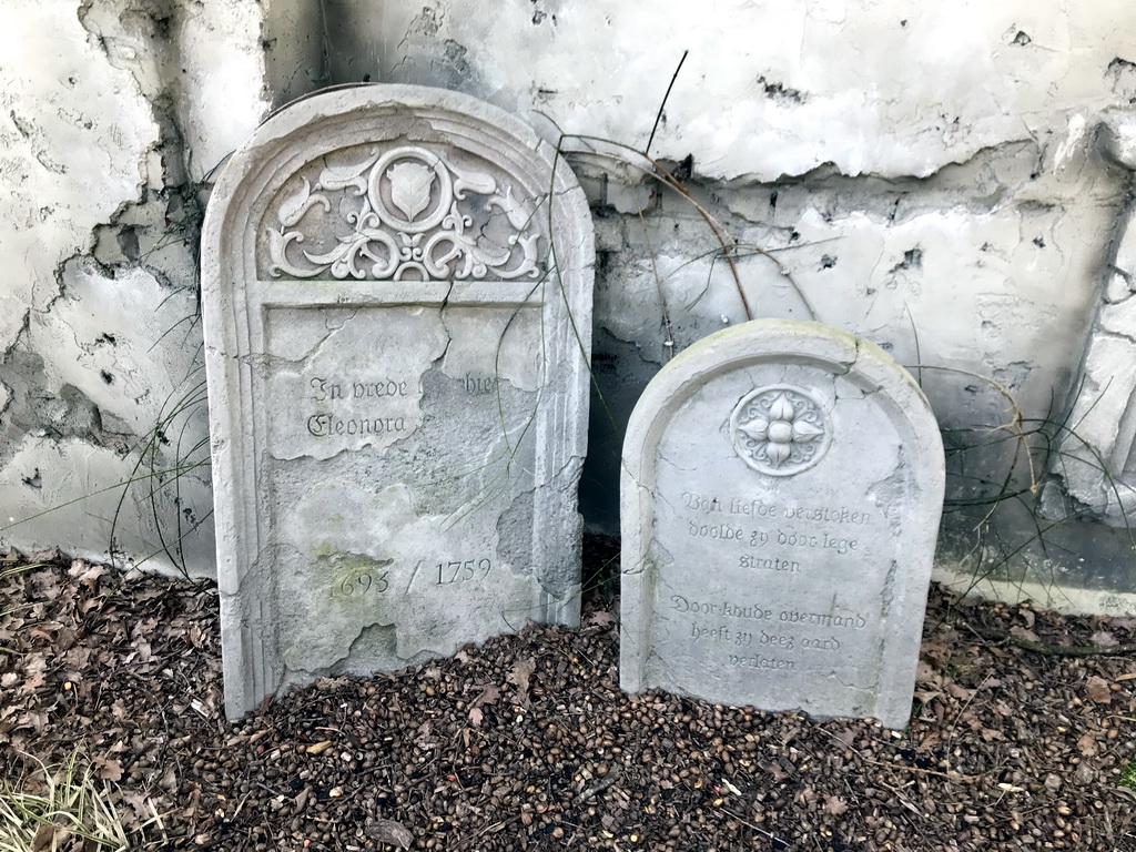Tombstones in front of the Little Match Girl attraction at the Fairytale Forest at the Marerijk kingdom