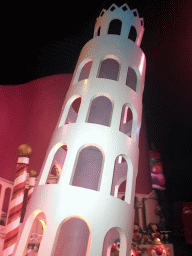 Leaning tower of Pisa at the Italian scene at the Carnaval Festival attraction at the Reizenrijk kingdom