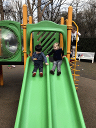 Max on a slide at the Kleuterhof playground at the Reizenrijk kingdom