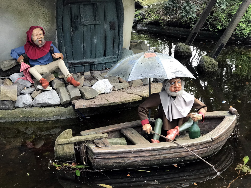 Fishing gnomes at the Gnome Village attraction at the Fairytale Forest at the Marerijk kingdom