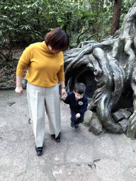 Miaomiao and Max at a tree house at the Gnome Village attraction at the Fairytale Forest at the Marerijk kingdom